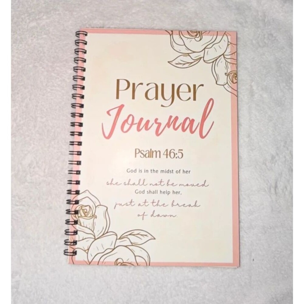Prayer Journal Psalm 46:5 Pink Floral Christian Spiral Notebook NWOT